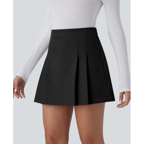 Halara High Waisted Invisible Zipper Pleated Mini 2 in 1 Skirt Sz Large Womens B - Picture 1 of 13